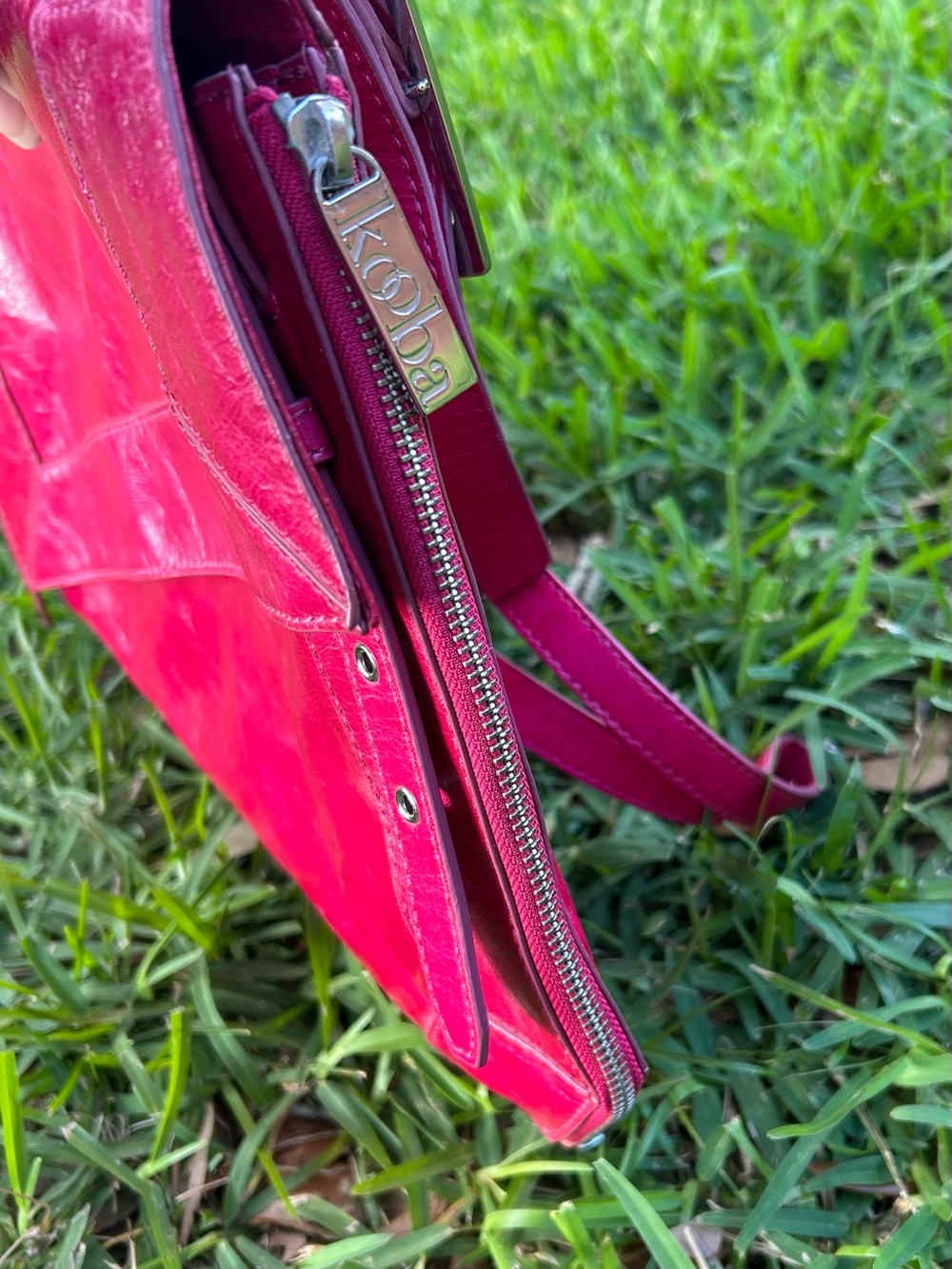 Kooba Fuchsia Leather Messenger Bag - Picture 7 of 12